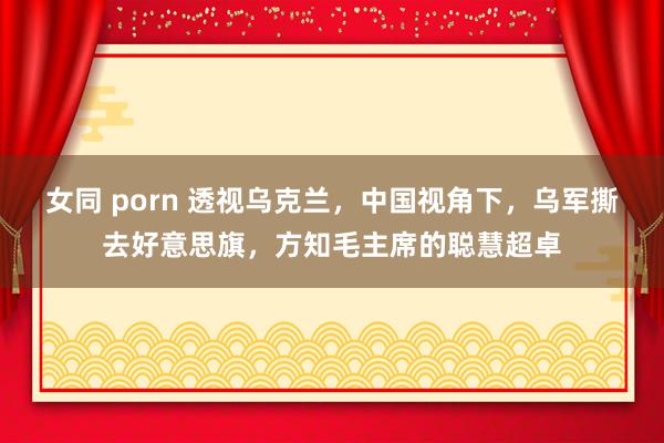 女同 porn 透视乌克兰，中国视角下，乌军撕去好意思旗，方知毛主席的聪慧超卓