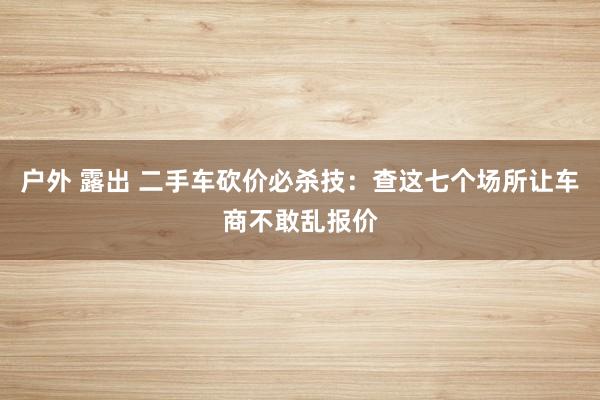 户外 露出 二手车砍价必杀技：查这七个场所让车商不敢乱报价