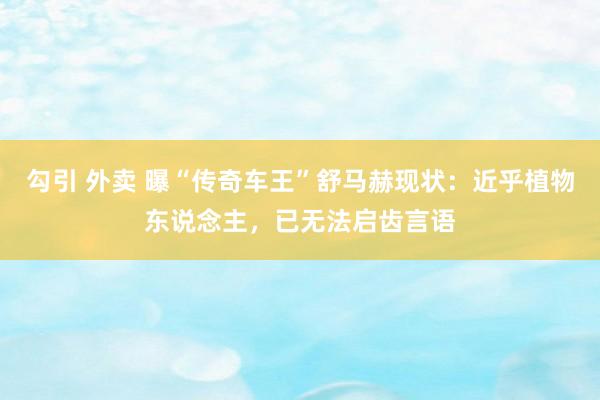 勾引 外卖 曝“传奇车王”舒马赫现状：近乎植物东说念主，已无法启齿言语