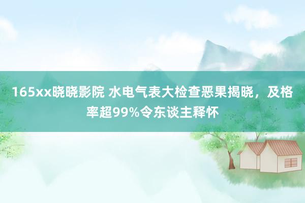 165xx晓晓影院 水电气表大检查恶果揭晓，及格率超99%令东谈主释怀