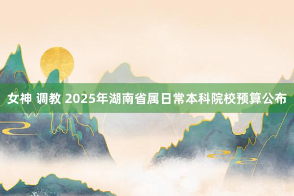 女神 调教 2025年湖南省属日常本科院校预算公布