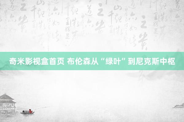 奇米影视盒首页 布伦森从“绿叶”到尼克斯中枢