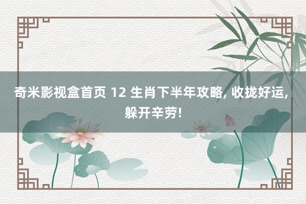 奇米影视盒首页 12 生肖下半年攻略， 收拢好运， 躲开辛劳!
