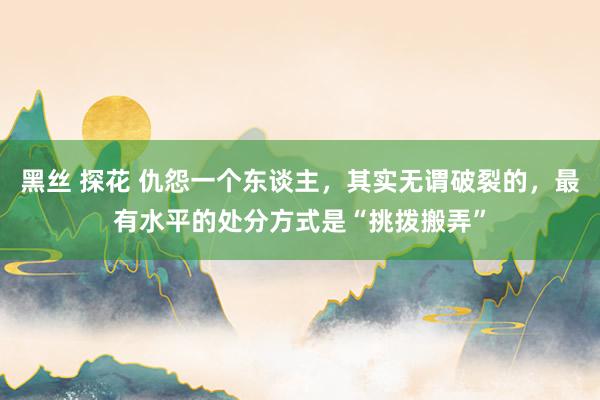 黑丝 探花 仇怨一个东谈主，其实无谓破裂的，最有水平的处分方式是“挑拨搬弄”